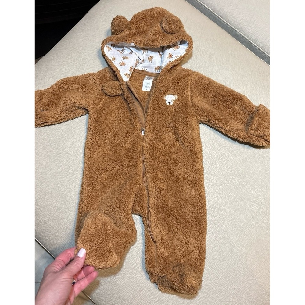 Carter's size 3 months Puppy Hooded Fleece Onesie Jumpsuit EUC. Super soft